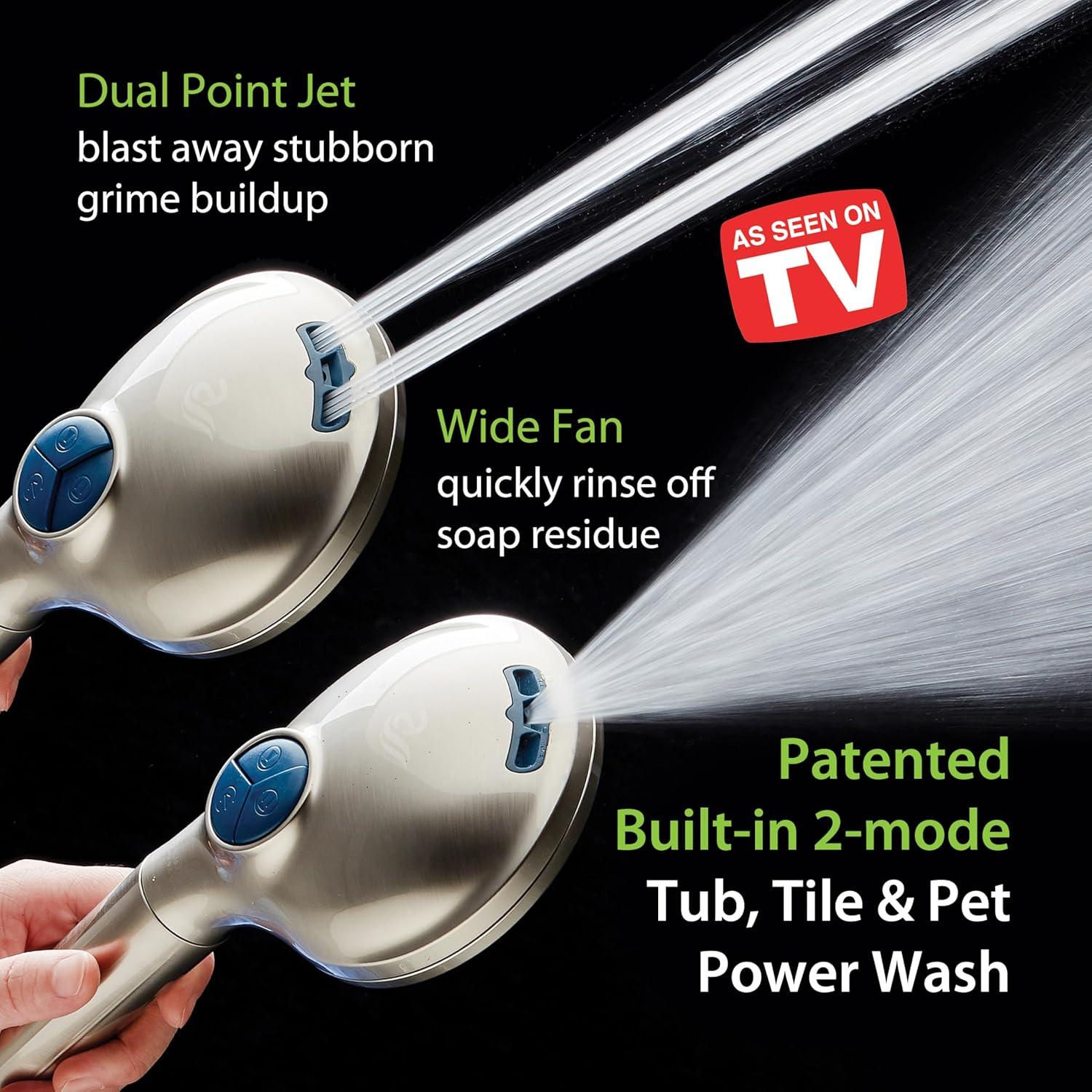 imageAquaCare High Pressure 10 Spray Mode Filtered Showerhead  Handheld Shower Head Filters Chlorine to Heal Dry Skin Revive Hair  Dual Power Wash Cleans Tub Tile Pets  Hard Water Softener BlackSatin Nickel