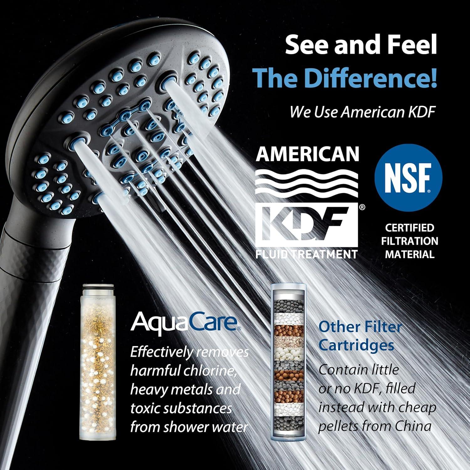 imageAquaCare High Pressure 6way Dual Shower Head Combo with Builtin Filter ampamp Power Wash  Clean Tub Tile ampamp Pets Remove Chlorine Lead ampamp Toxins from Water to Protect Skin Hair ampamp Nails Chrome FinishMatte Black