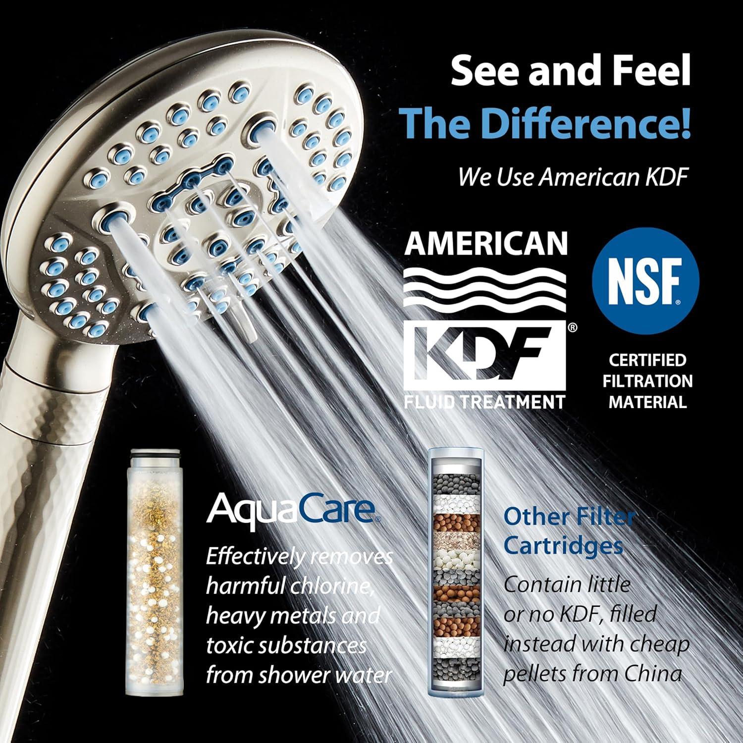 imageAquaCare High Pressure 6way Dual Shower Head Combo with Builtin Filter ampamp Power Wash  Clean Tub Tile ampamp Pets Remove Chlorine Lead ampamp Toxins from Water to Protect Skin Hair ampamp Nails Chrome FinishNickel