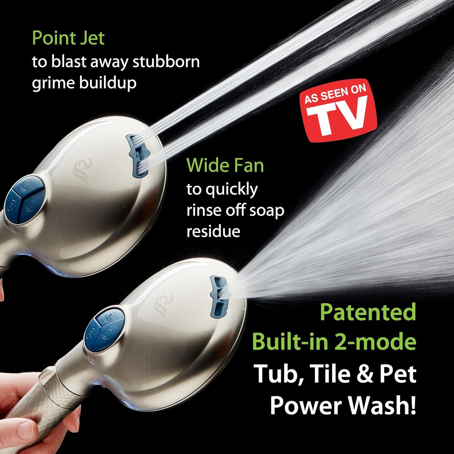 imageAquaCare High Pressure 6way Dual Shower Head Combo with Builtin Filter ampamp Power Wash  Clean Tub Tile ampamp Pets Remove Chlorine Lead ampamp Toxins from Water to Protect Skin Hair ampamp Nails Chrome FinishNickel
