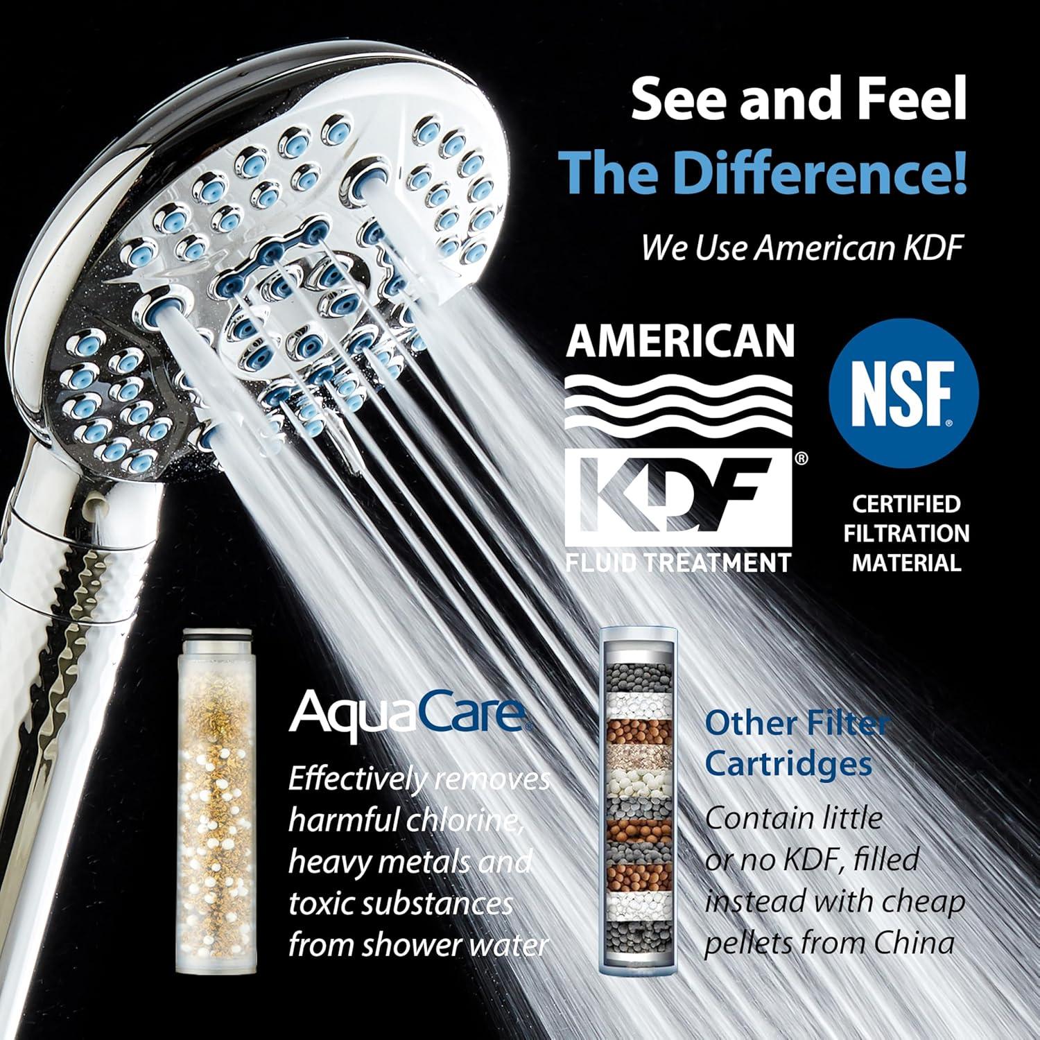 imageAquaCare High Pressure 6way Dual Shower Head Combo with Builtin Filter ampamp Power Wash  Clean Tub Tile ampamp Pets Remove Chlorine Lead ampamp Toxins from Water to Protect Skin Hair ampamp Nails Nickel FinishChrome