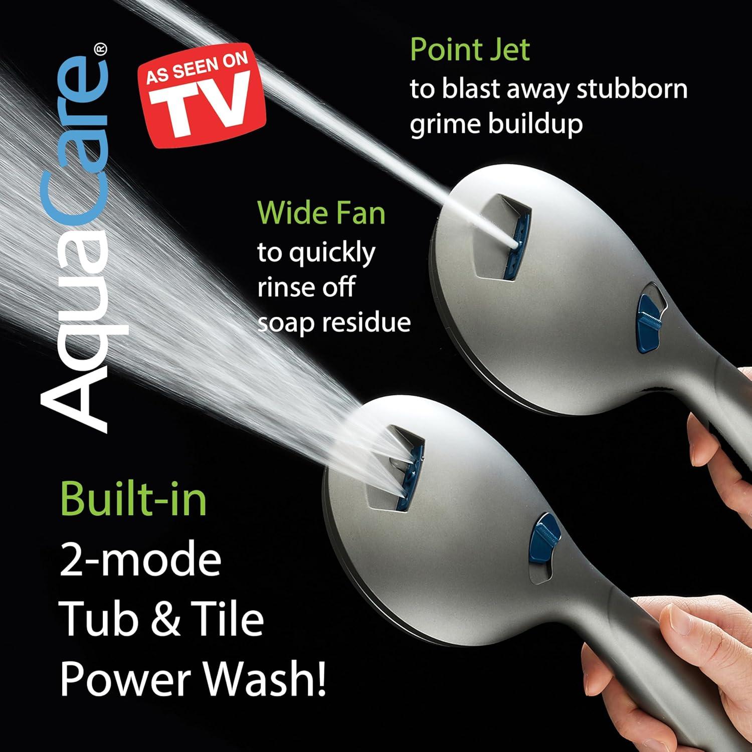 imageAquaCare High Pressure 8mode Handheld Shower Head  Anticlog Nozzles Builtin Power Wash to Clean Tub Tile ampamp Pets Extra Long 6 ft Stainless Steel Hose Wall ampamp Overhead BracketsModern Gray