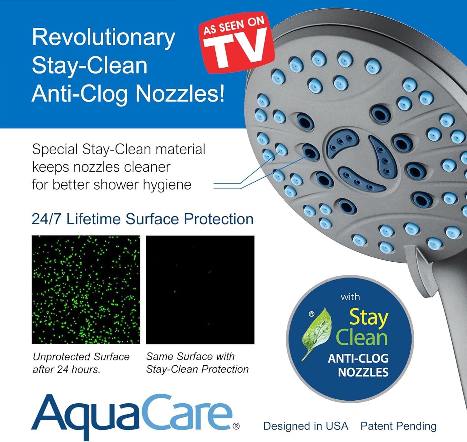 imageAquaCare High Pressure 8mode Handheld Shower Head  Anticlog Nozzles Builtin Power Wash to Clean Tub Tile ampamp Pets Extra Long 6 ft Stainless Steel Hose Wall ampamp Overhead BracketsModern Gray