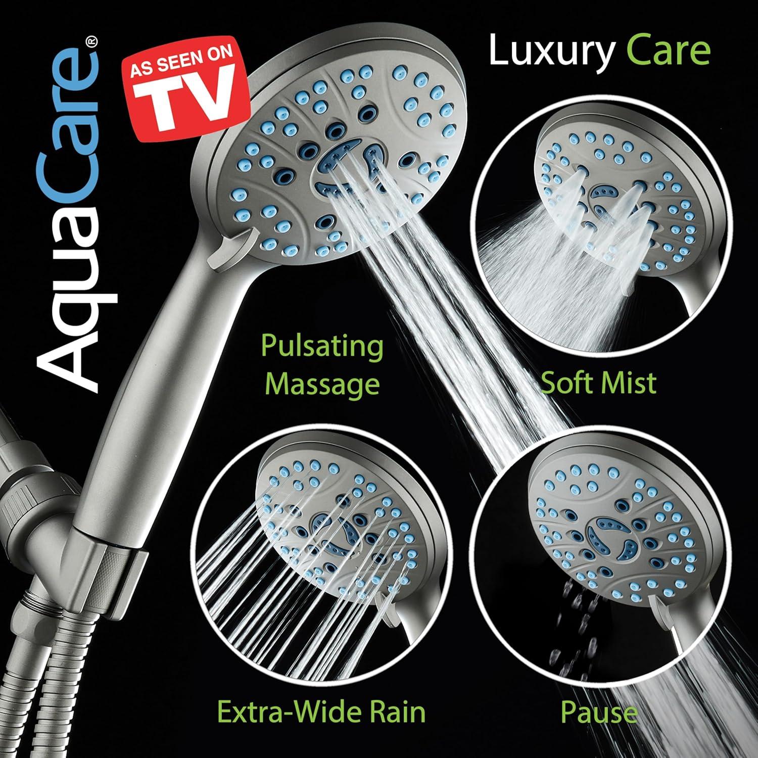 imageAquaCare High Pressure 8mode Handheld Shower Head  Anticlog Nozzles Builtin Power Wash to Clean Tub Tile ampamp Pets Extra Long 6 ft Stainless Steel Hose Wall ampamp Overhead BracketsModern Gray