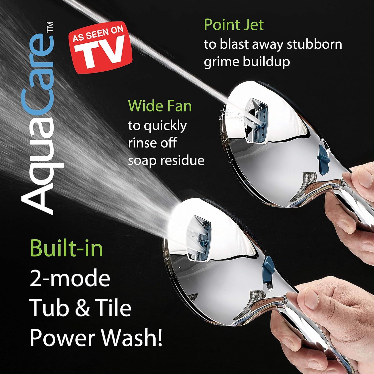 imageAquaCare High Pressure 8mode Handheld Shower Head  Anticlog Nozzles Builtin Power Wash to Clean Tub Tile ampamp Pets Extra Long 6 ft Stainless Steel Hose Wall ampamp Overhead BracketsChrome
