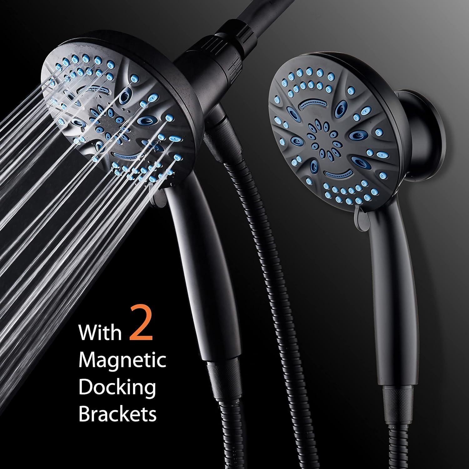 imageAquaCare Magneton 8setting Magnetic Docking Hand Shower with Builtin Shower Filter  ONOFF Filtration Modes Instant Cartridge Reload StayClean KDF Cartridge 6 ft Steel Hose Satin NickelMatte Black