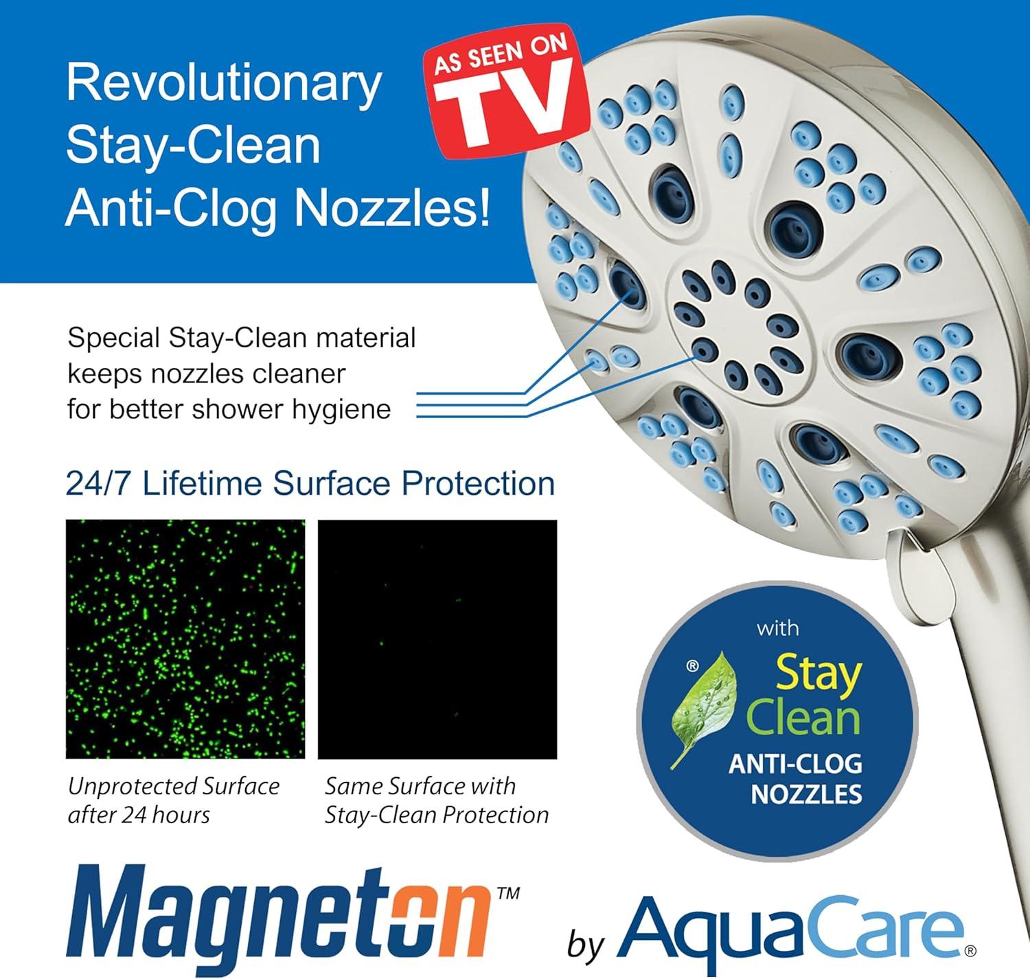 imageAquaCare Magneton HighPressure 48mode Luxury 3way Combo System with Magnetic Guidance Docking Giant Rain ampamp Handheld Shower Head Hygienic Jets and 6 ft Stainless Steel Hose Matte Black FinishSatin Nickel