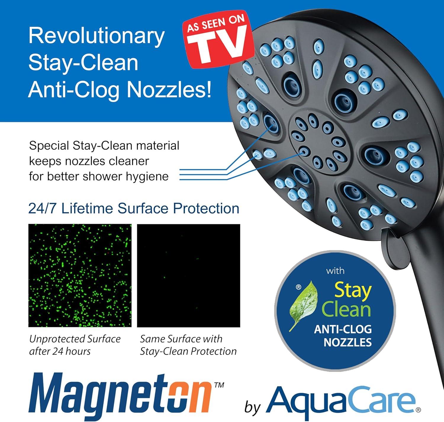 imageAquaCare Magneton HighPressure 48mode Luxury 3way Combo System with Magnetic Guidance Docking Giant Rain ampamp Handheld Shower Head Hygienic Jets and 6 ft Stainless Steel Hose Matte Black FinishMatte Black