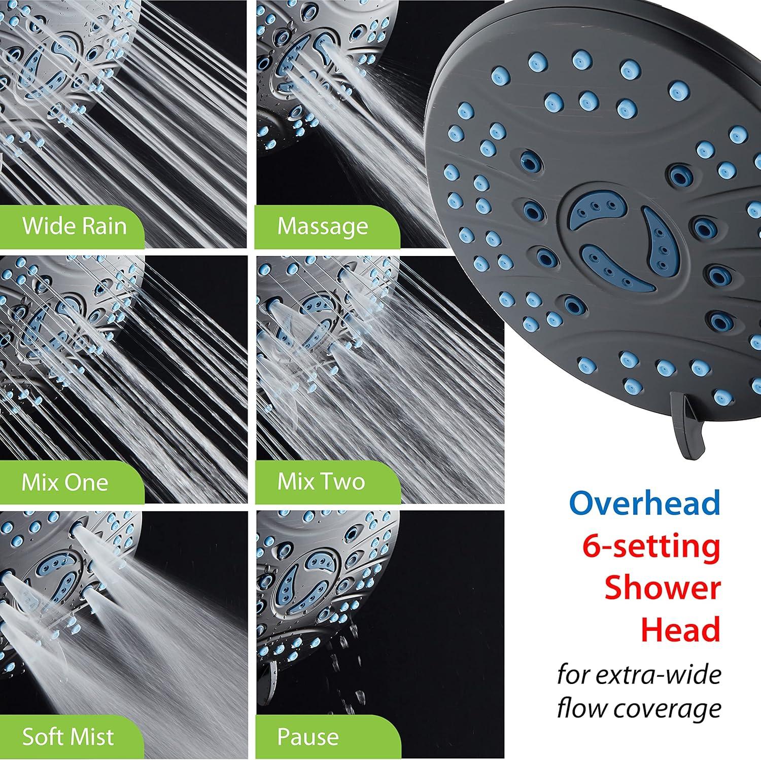 imageHotel Spa AquaCare AsSeenOnTV High Pressure 48setting Rain ampamp Handheld 3way Shower Head Combo  Anticlog NozzlesTub Tile ampamp Pet Power WashExtra Long 6 ft HoseAll Chrome FinishMatte Black