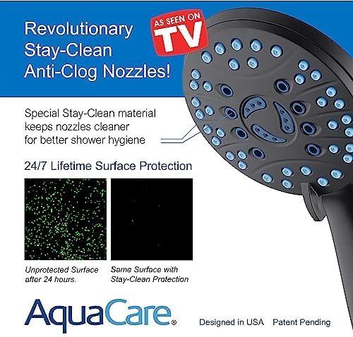 imageHotel Spa AquaCare AsSeenOnTV High Pressure Handheld ampamp Rain 50mode 3way Shower Head Combo with Anticlog Jets 2mode Tub ampamp Pet Power Wash Extra Wall Bracket 6 ft Hose All Chrome FinishMatte Black
