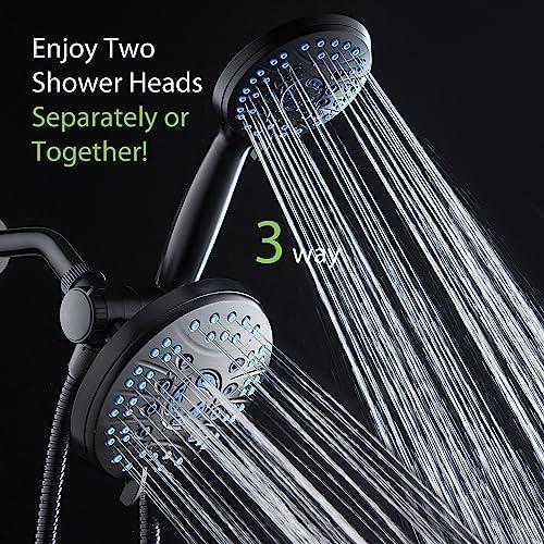 imageHotel Spa AquaCare AsSeenOnTV High Pressure Handheld ampamp Rain 50mode 3way Shower Head Combo with Anticlog Jets 2mode Tub ampamp Pet Power Wash Extra Wall Bracket 6 ft Hose All Chrome FinishMatte Black