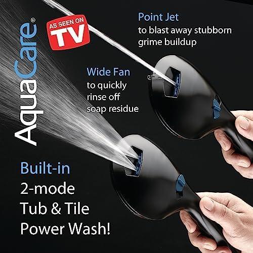 imageHotel Spa AquaCare AsSeenOnTV High Pressure Handheld ampamp Rain 50mode 3way Shower Head Combo with Anticlog Jets 2mode Tub ampamp Pet Power Wash Extra Wall Bracket 6 ft Hose All Chrome FinishMatte Black