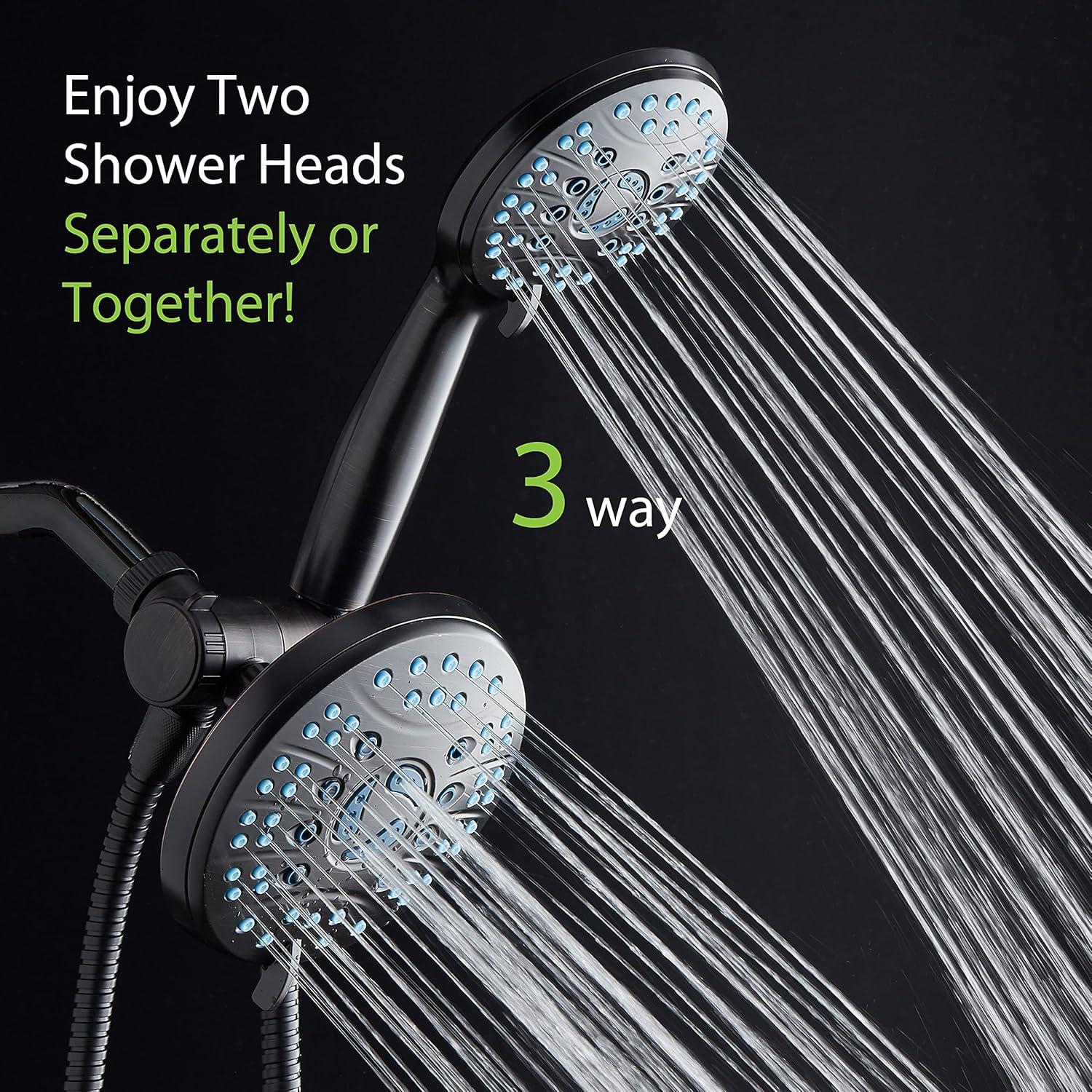 imageHotel Spa AquaCare AsSeenOnTV High Pressure Handheld ampamp Rain 50mode 3way Shower Head Combo with Anticlog Jets 2mode Tub ampamp Pet Power Wash Extra Wall Bracket 6 ft Hose All Chrome FinishOil Rubbed Bronze