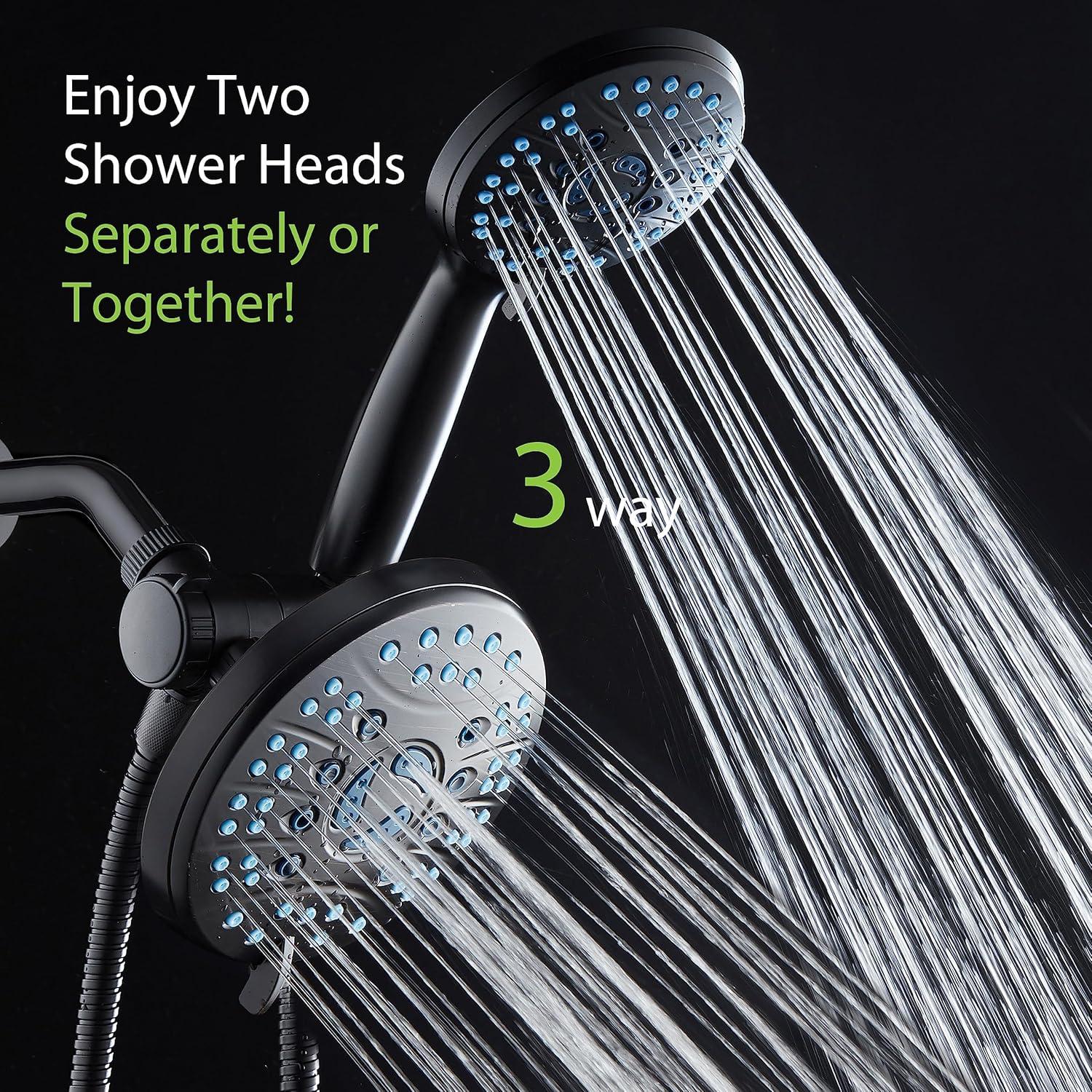 imageHotel Spa AquaCare AsSeenOnTV High Pressure Handheld ampamp Rain 50mode 3way Shower Head Combo with Anticlog Jets 2mode Tub ampamp Pet Power Wash Extra Wall Bracket 6 ft Hose All Chrome FinishMatte Black