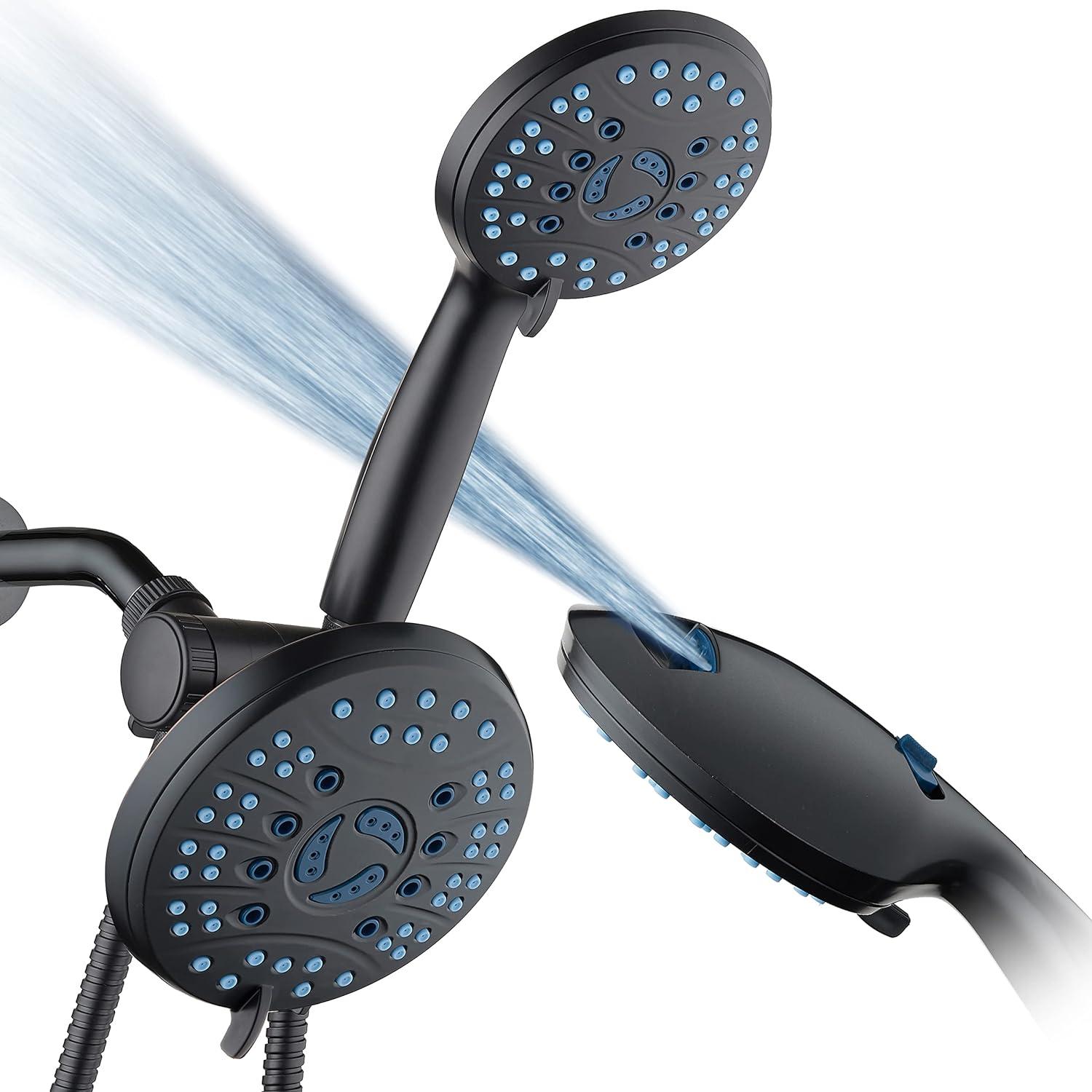 imageHotel Spa AquaCare AsSeenOnTV High Pressure Handheld ampamp Rain 50mode 3way Shower Head Combo with Anticlog Jets 2mode Tub ampamp Pet Power Wash Extra Wall Bracket 6 ft Hose All Chrome FinishMatte Black
