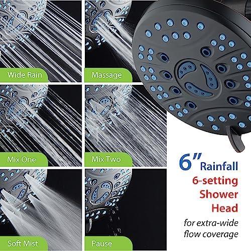 imageHotel Spa AquaCare AsSeenOnTV High Pressure Handheld ampamp Rain 50mode 3way Shower Head Combo with Anticlog Jets 2mode Tub ampamp Pet Power Wash Extra Wall Bracket 6 ft Hose All Chrome FinishMatte Black