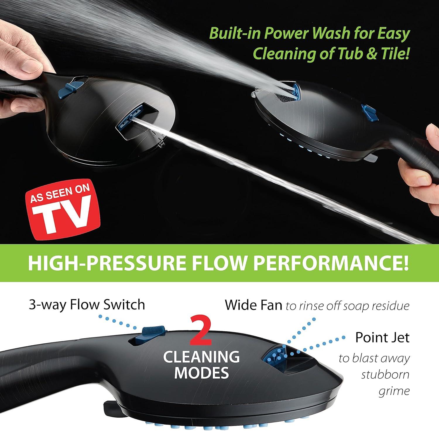 imageHotel Spa AquaCare AsSeenOnTV High Pressure Handheld ampamp Rain 50mode 3way Shower Head Combo with Anticlog Jets 2mode Tub ampamp Pet Power Wash Extra Wall Bracket 6 ft Hose All Chrome FinishOil Rubbed Bronze