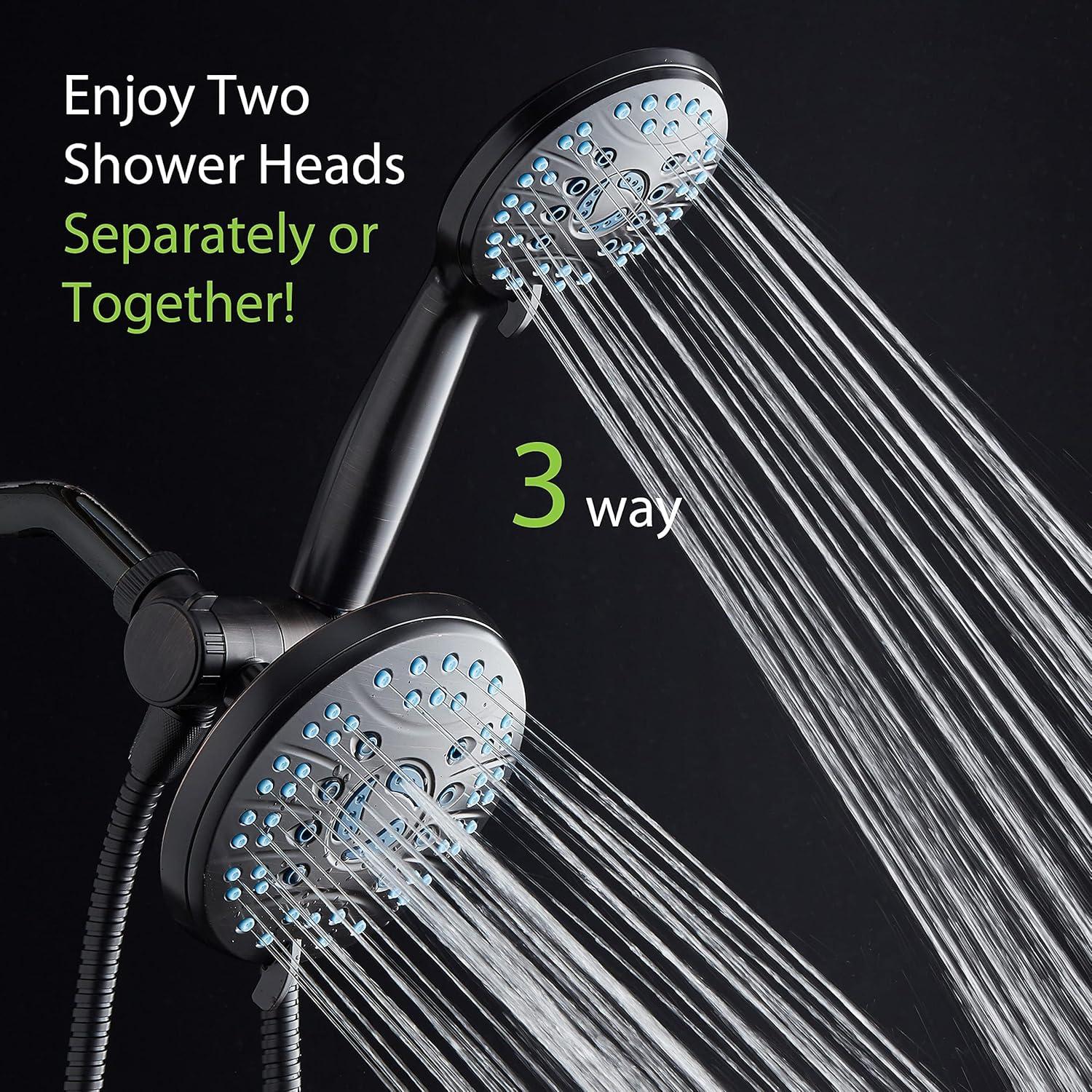 imageHotel Spa AquaCare AsSeenOnTV High Pressure Handheld ampamp Rain 50mode 3way Shower Head Combo with Anticlog Jets 2mode Tub ampamp Pet Power Wash Extra Wall Bracket 6 ft Hose All Chrome FinishOil Rubbed Bronze