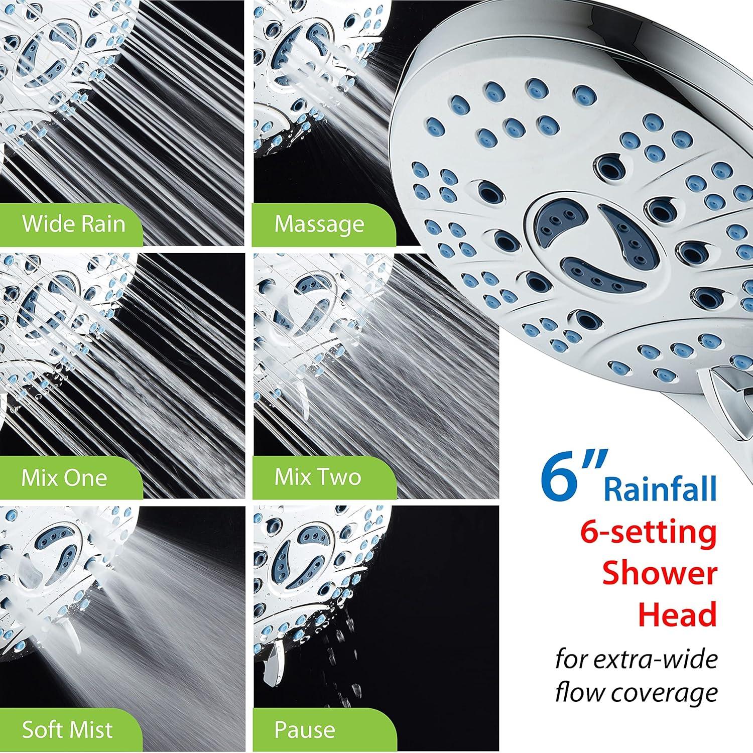 imageHotel Spa AquaCare AsSeenOnTV High Pressure HandheldRain 50mode 3way Shower Head Combo with Adjustable Arm  Anticlog Nozzles Tub ampamp Pet Power Wash 6 ft Hose All Chrome FinishAllChrome
