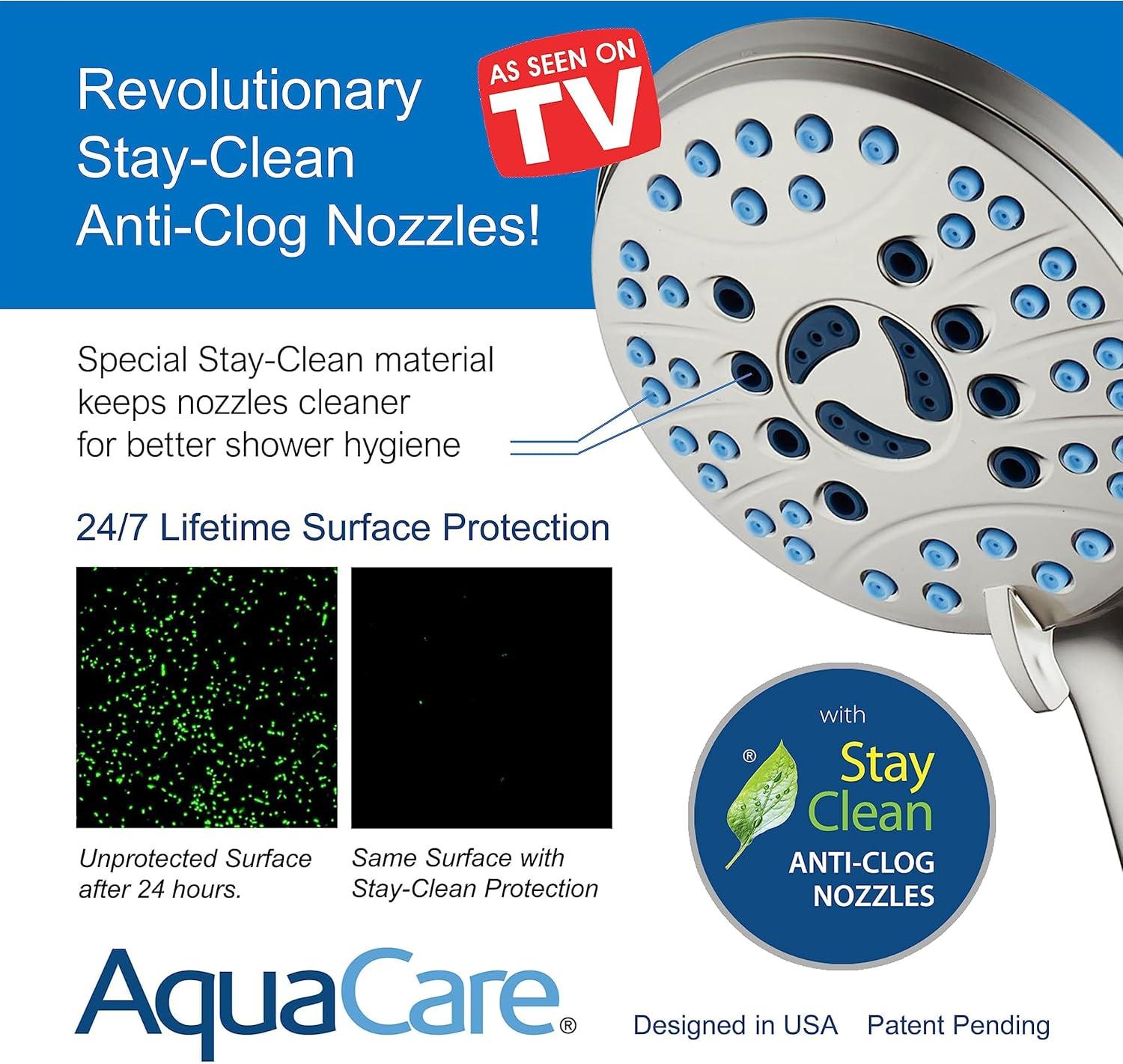 imageHotel Spa AquaCare AsSeenOnTV High Pressure HandheldRain 50mode 3way Shower Head Combo with Adjustable Arm  Anticlog Nozzles Tub ampamp Pet Power Wash 6 ft Hose All Chrome FinishSatin Nickel