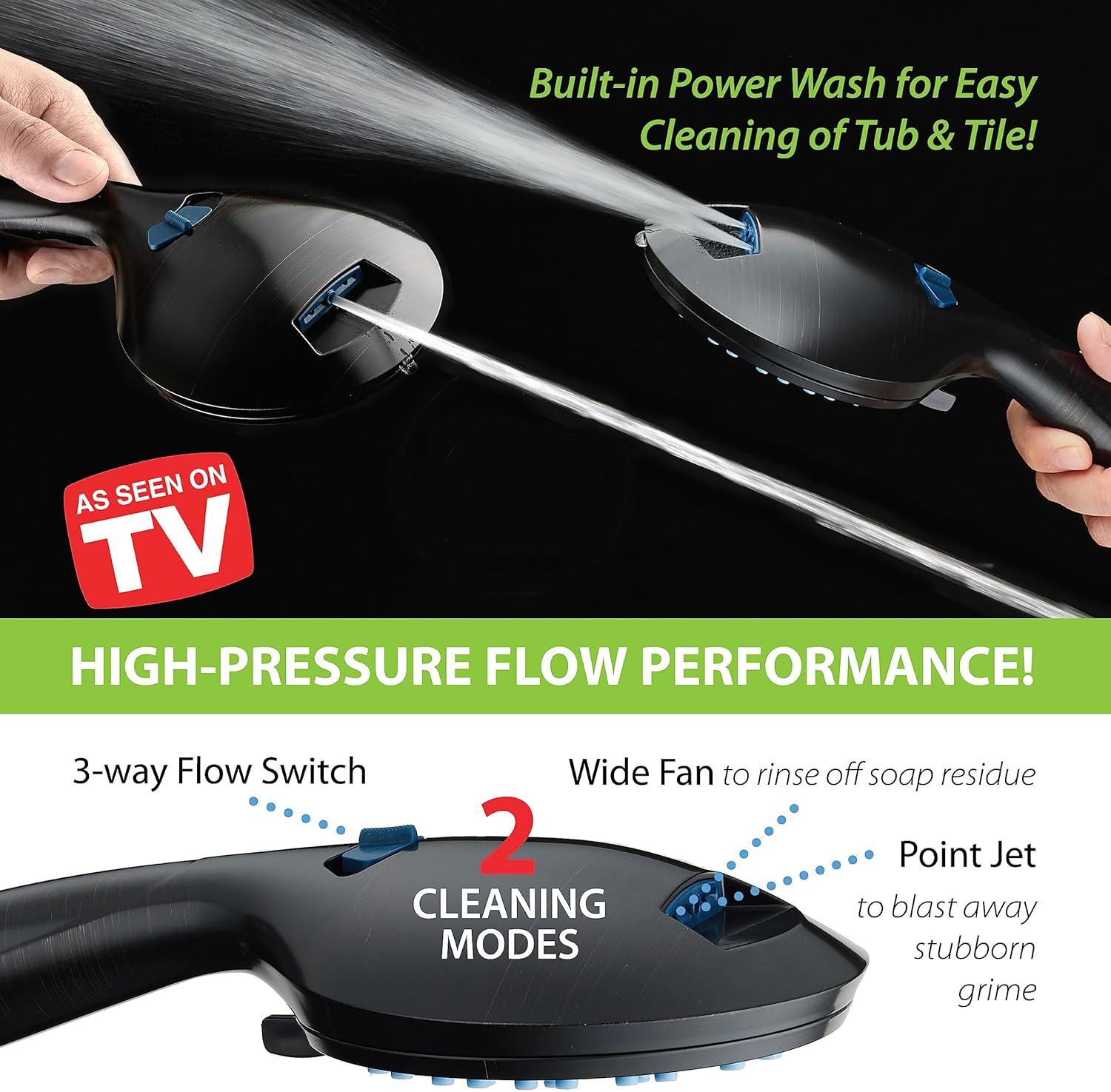 imageHotel Spa AquaCare AsSeenOnTV High Pressure HandheldRain 50mode 3way Shower Head Combo with Adjustable Arm  Anticlog Nozzles Tub ampamp Pet Power Wash 6 ft Hose All Chrome FinishOil Rubbed Bronze