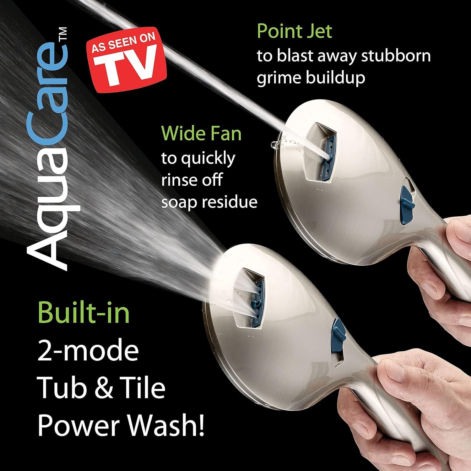 imageHotel Spa AquaCare AsSeenOnTV High Pressure HandheldRain 50mode 3way Shower Head Combo with Adjustable Arm  Anticlog Nozzles Tub ampamp Pet Power Wash 6 ft Hose All Chrome FinishSatin Nickel