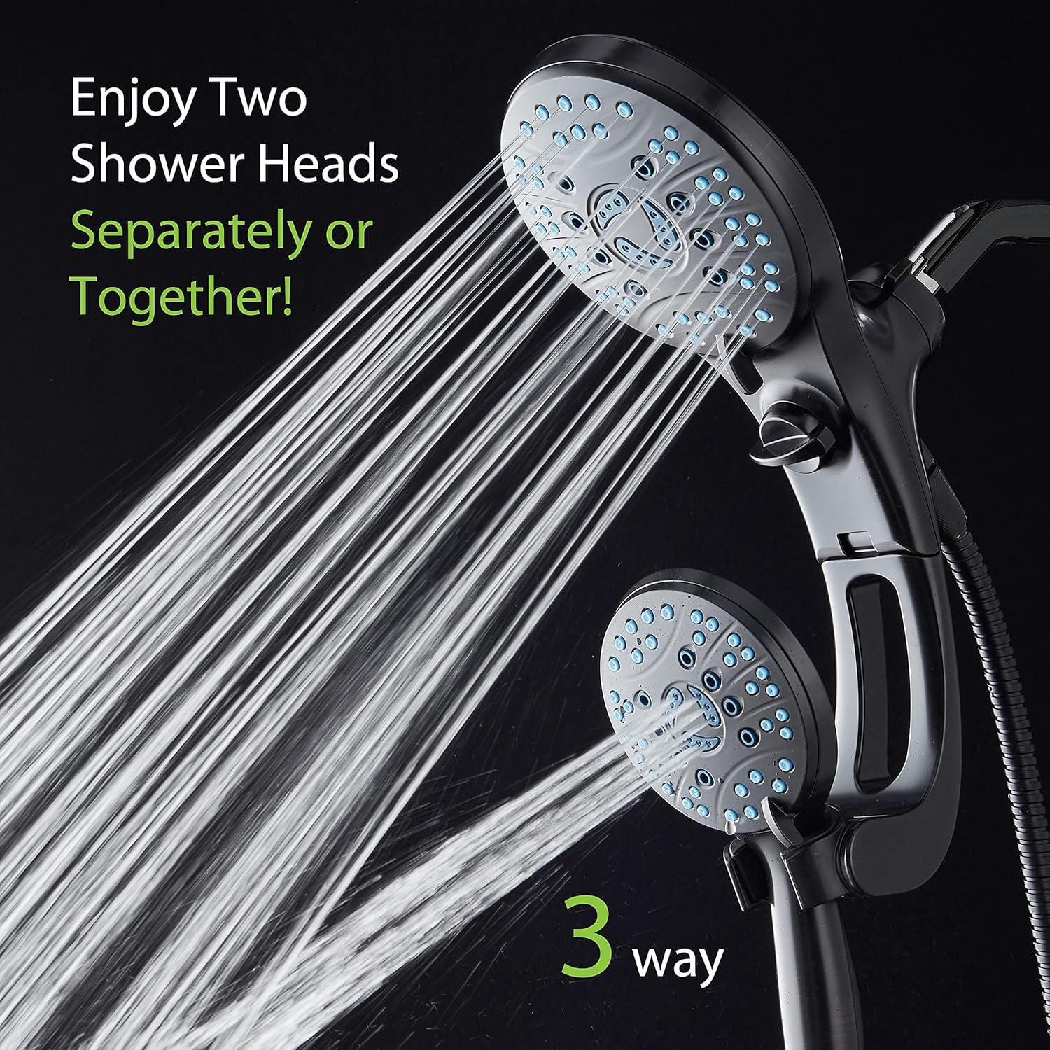imageHotel Spa AquaCare AsSeenOnTV High Pressure HandheldRain 50mode 3way Shower Head Combo with Adjustable Arm  Anticlog Nozzles Tub ampamp Pet Power Wash 6 ft Hose All Chrome FinishOil Rubbed Bronze