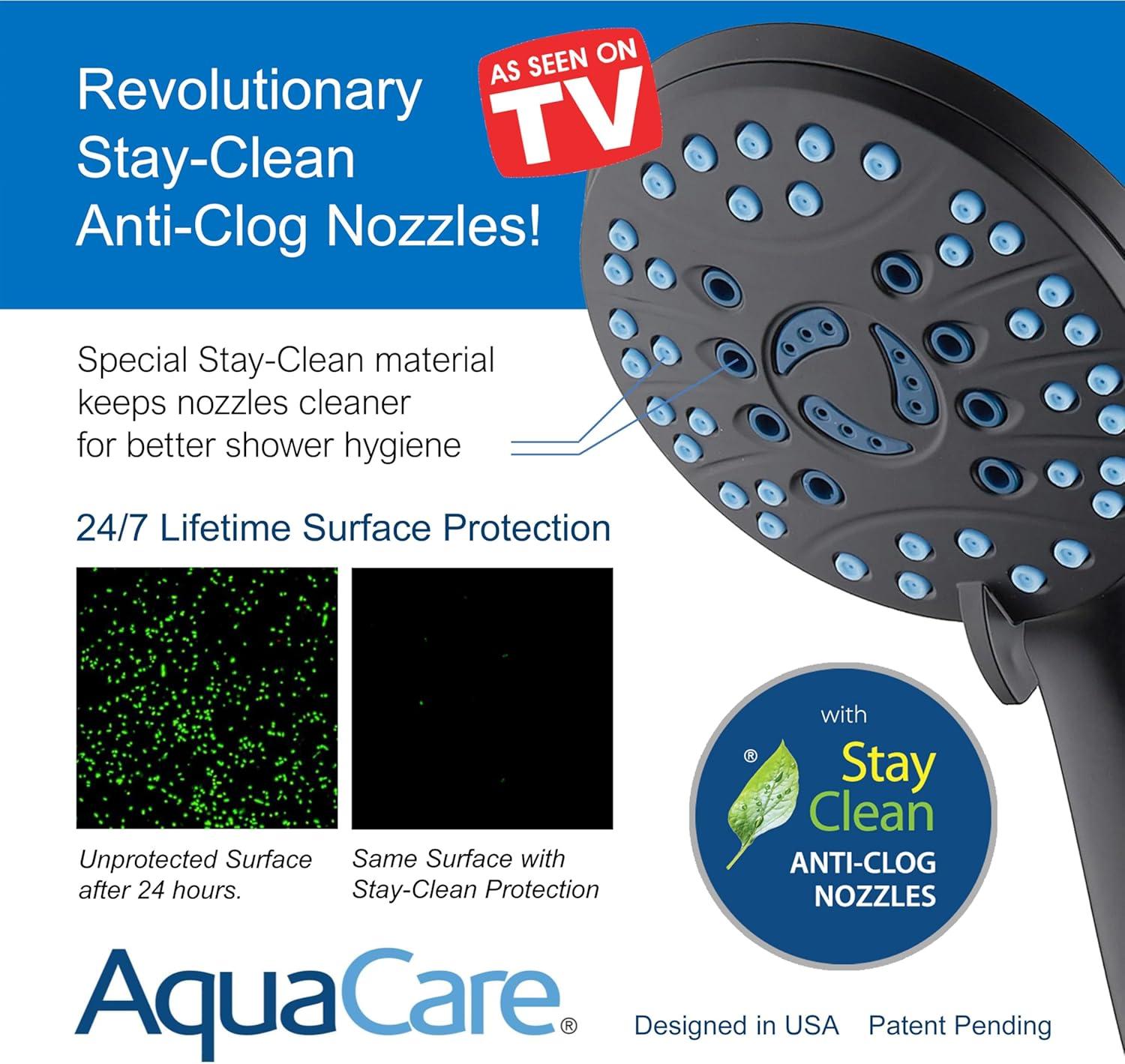 imageHotel Spa AquaCare AsSeenOnTV High Pressure HandheldRain 50mode 3way Shower Head Combo with Adjustable Arm  Anticlog Nozzles Tub ampamp Pet Power Wash 6 ft Hose All Chrome FinishMatte Black