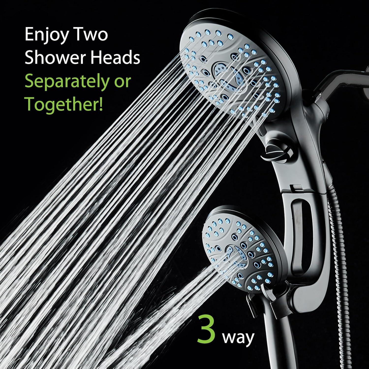 imageHotel Spa AquaCare AsSeenOnTV High Pressure HandheldRain 50mode 3way Shower Head Combo with Adjustable Arm  Anticlog Nozzles Tub ampamp Pet Power Wash 6 ft Hose All Chrome FinishMatte Black