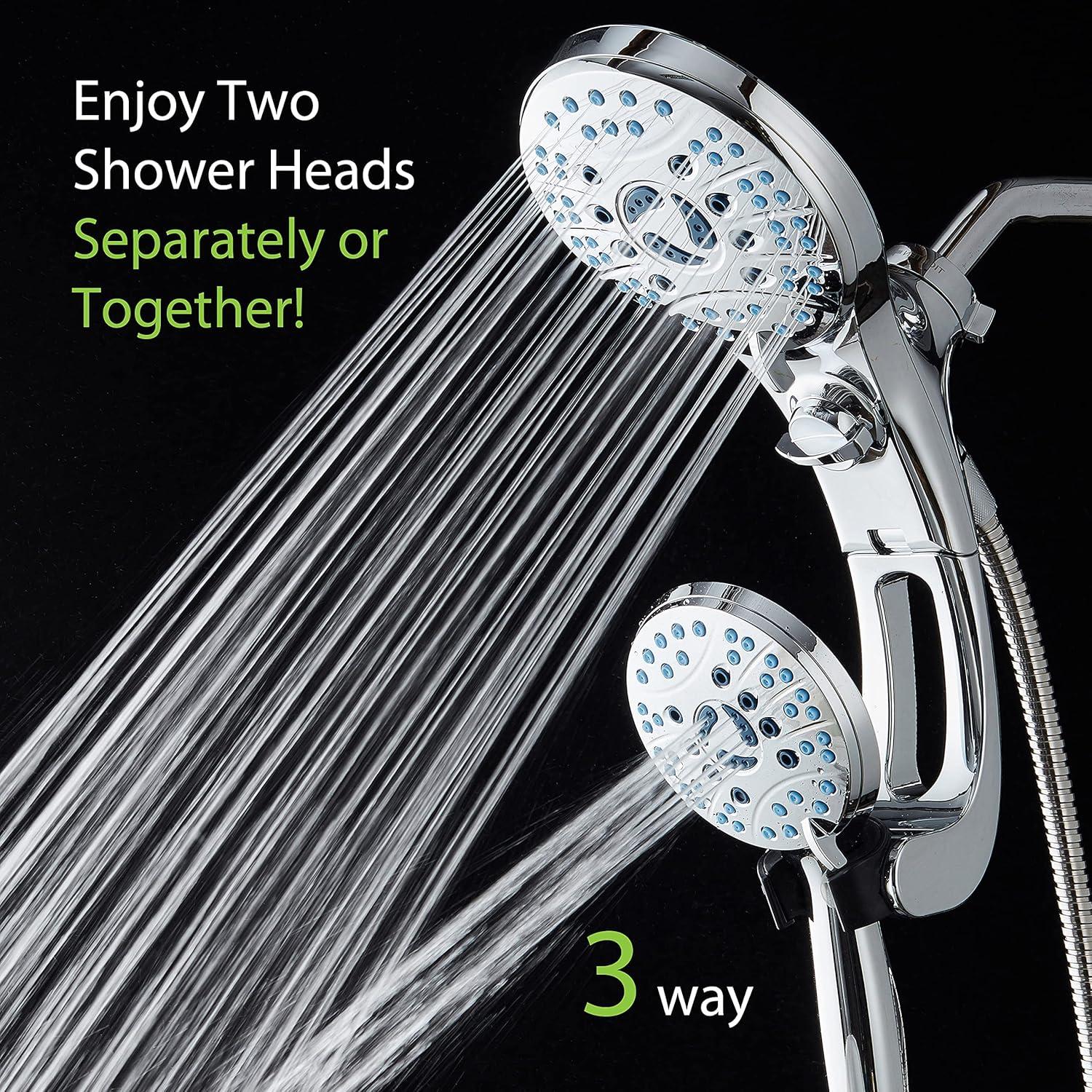 imageHotel Spa AquaCare AsSeenOnTV High Pressure HandheldRain 50mode 3way Shower Head Combo with Adjustable Arm  Anticlog Nozzles Tub ampamp Pet Power Wash 6 ft Hose All Chrome FinishAllChrome