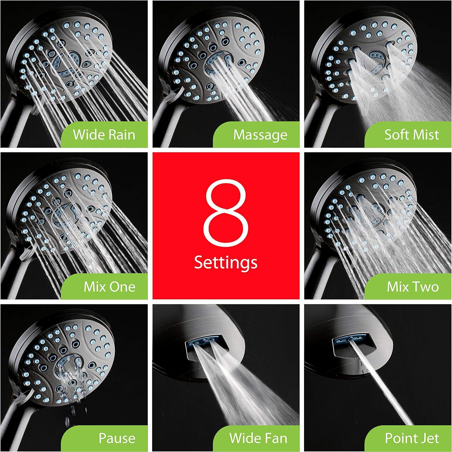 imageHotel Spa AquaCare AsSeenOnTV High Pressure HandheldRain 50mode 3way Shower Head Combo with Adjustable Arm  Anticlog Nozzles Tub ampamp Pet Power Wash 6 ft Hose All Chrome FinishOil Rubbed Bronze