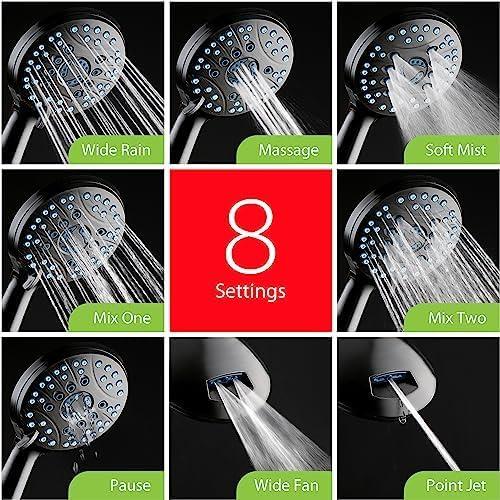 imageHotel Spa AquaCare AsSeenOnTV High Pressure HandheldRain 50mode 3way Shower Head Combo with Adjustable Arm  Anticlog Nozzles Tub ampamp Pet Power Wash 6 ft Hose All Chrome FinishMatte Black