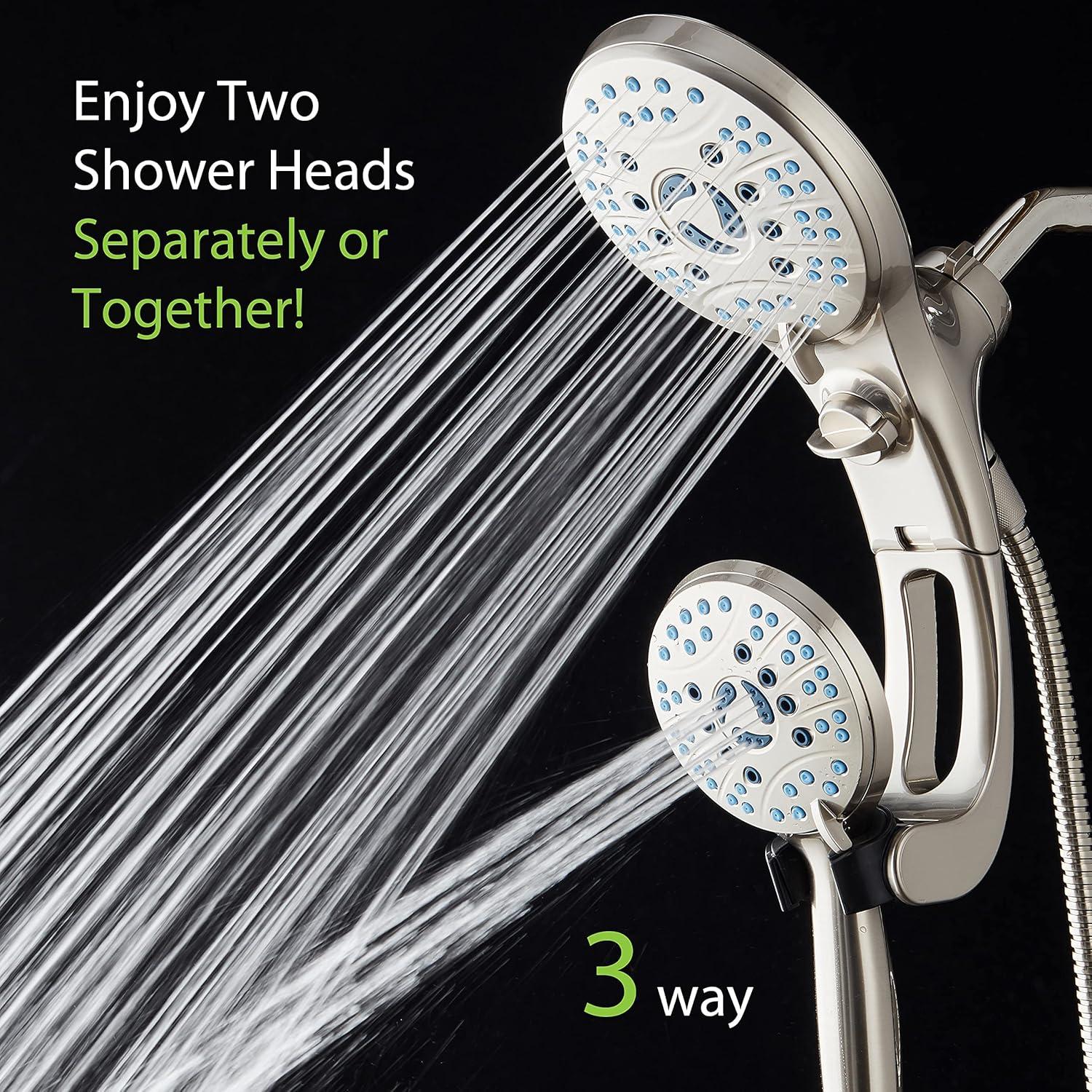 imageHotel Spa AquaCare AsSeenOnTV High Pressure HandheldRain 50mode 3way Shower Head Combo with Adjustable Arm  Anticlog Nozzles Tub ampamp Pet Power Wash 6 ft Hose All Chrome FinishSatin Nickel