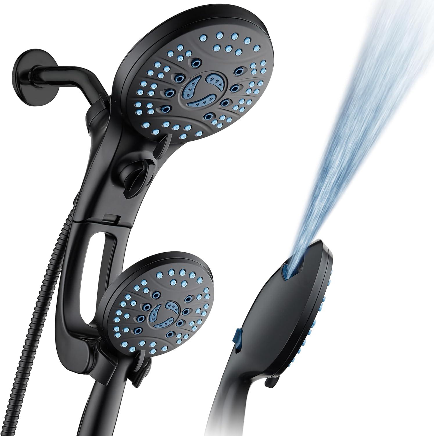 imageHotel Spa AquaCare AsSeenOnTV High Pressure HandheldRain 50mode 3way Shower Head Combo with Adjustable Arm  Anticlog Nozzles Tub ampamp Pet Power Wash 6 ft Hose All Chrome FinishMatte Black