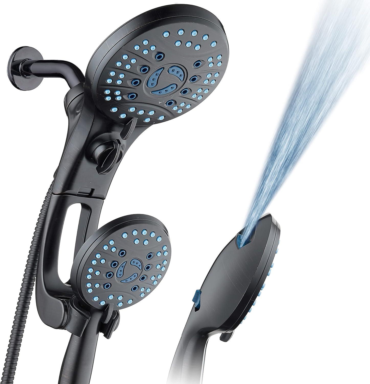 imageHotel Spa AquaCare AsSeenOnTV High Pressure HandheldRain 50mode 3way Shower Head Combo with Adjustable Arm  Anticlog Nozzles Tub ampamp Pet Power Wash 6 ft Hose All Chrome FinishOil Rubbed Bronze