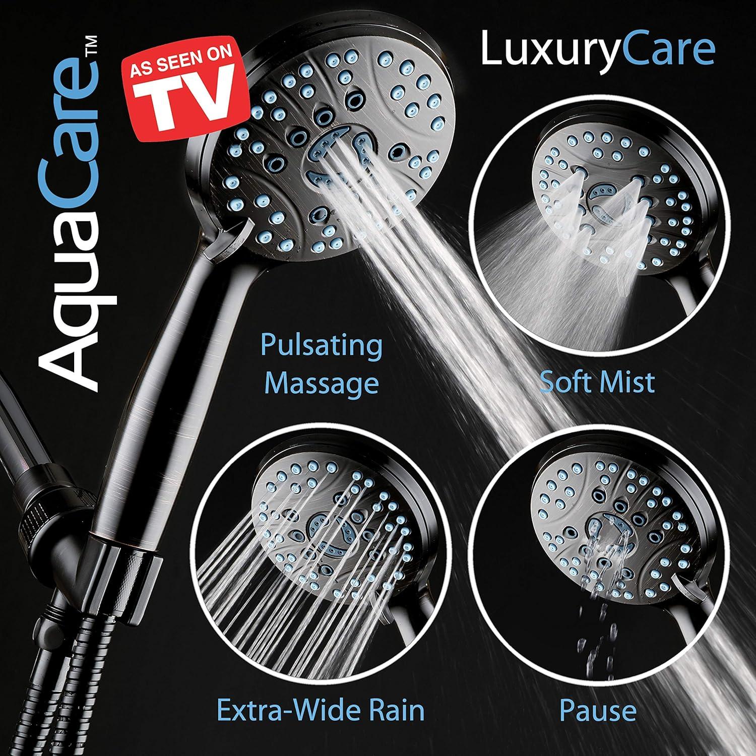 imageHotel Spa AquaCare High Pressure 8mode Handheld Shower Head  Anticlog Nozzles Builtin Power Wash to Clean Tub Tile ampamp Pets Extra Long 6 ft Stainless Steel Hose Wall ampamp Overhead BracketsOil Rubbed Bronze