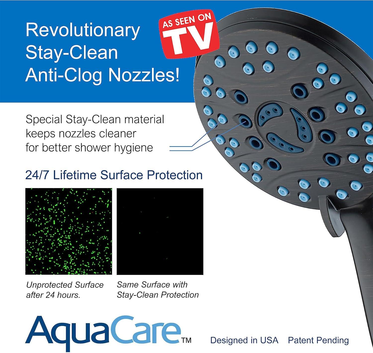 imageHotel Spa AquaCare High Pressure 8mode Handheld Shower Head  Anticlog Nozzles Builtin Power Wash to Clean Tub Tile ampamp Pets Extra Long 6 ft Stainless Steel Hose Wall ampamp Overhead BracketsOil Rubbed Bronze