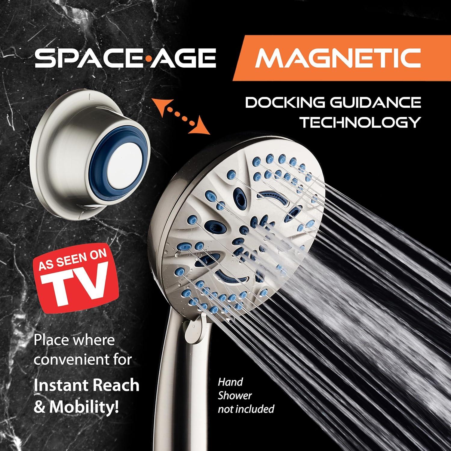 imageMagnetic Docking GoAnywhere Wall Bracket for Magneton Hand Shower ampamp Combo Systems  Instant ampamp Secure Tool Free Mount on Any Bath Tile Tub Glass Door Surface  Top American Brand  Nickel Finish