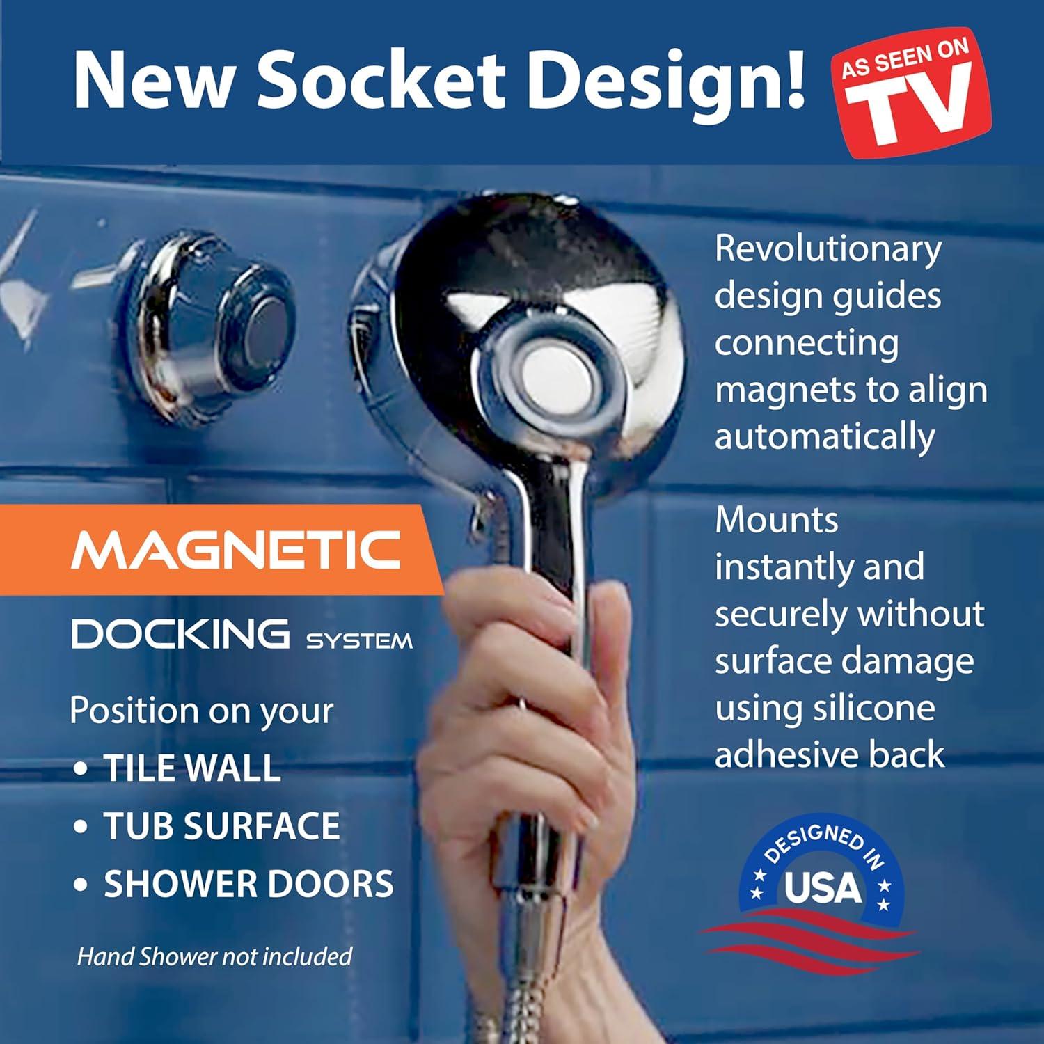 imageMagnetic Docking GoAnywhere Wall Bracket for Magneton Hand Shower ampamp Combo Systems  Instant ampamp Secure Tool Free Mount on Any Bath Tile Tub Glass Door Surface  Top American Brand  Matte Black