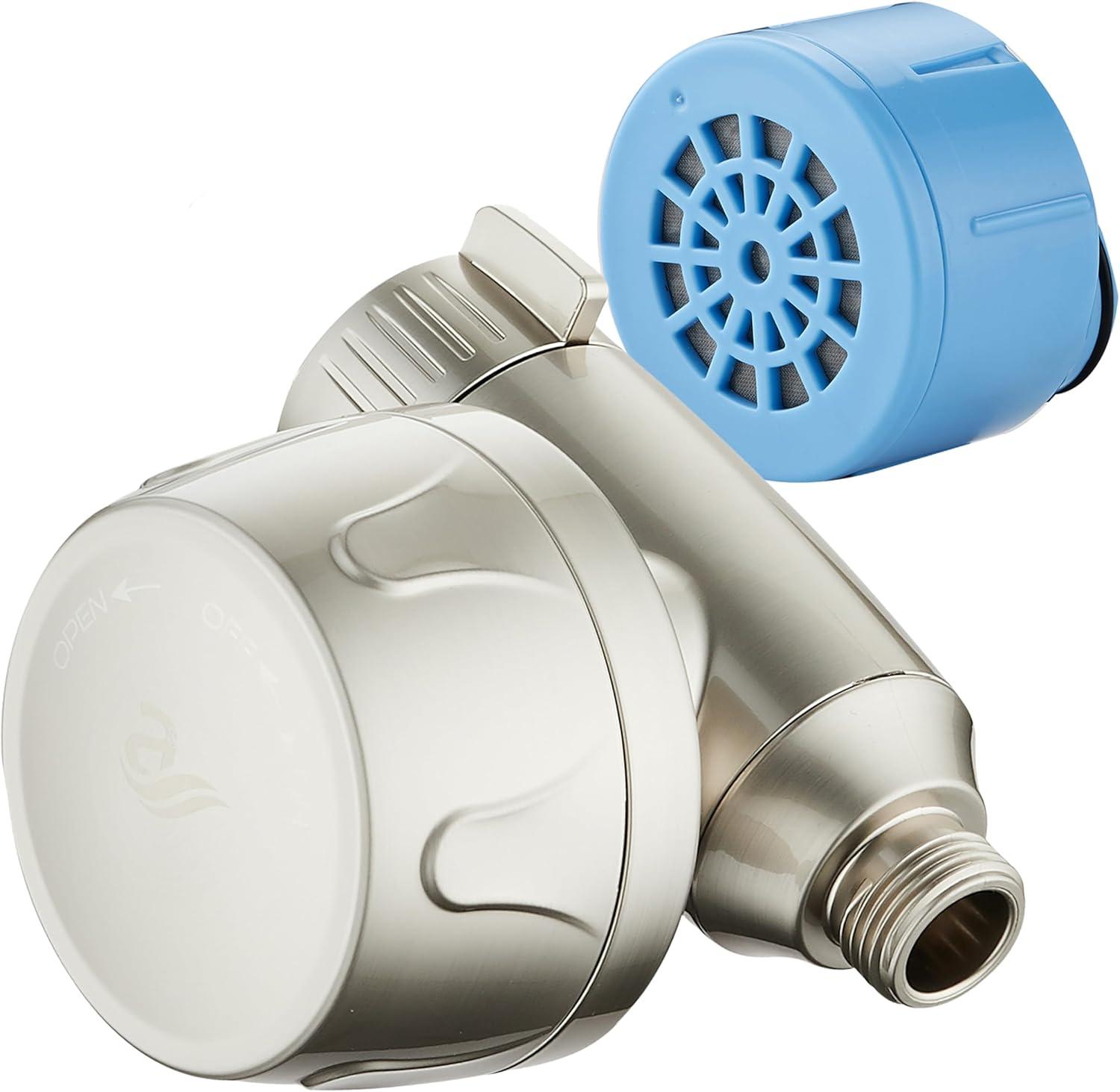 imageSkin ampamp Hair  Worlds Most Advanced Shower Filter for Combos with ONOFF Filtration Modes Instant Cartridge Reload Builtin Water Diverter StayClean Enriched KDF CartridgeChrome FinishSatin Nickel
