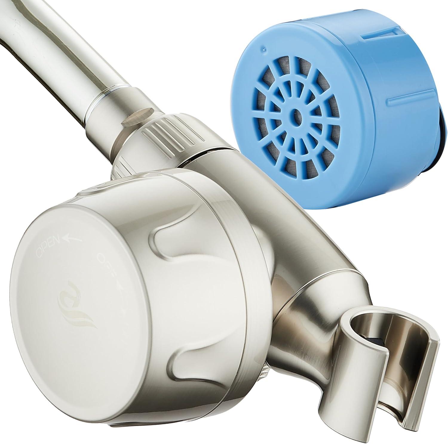 imageSkin ampamp Hair  Worlds Most Advanced Shower Filter for Combos with ONOFF Filtration Modes Instant Cartridge Reload Builtin Water Diverter StayClean Enriched KDF CartridgeChrome FinishSatin Nickel