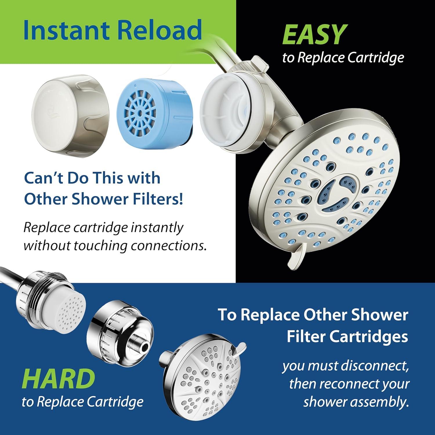 imageSkin ampamp Hair  Worlds Most Advanced Shower Filter for Combos with ONOFF Filtration Modes Instant Cartridge Reload Builtin Water Diverter StayClean Enriched KDF CartridgeChrome FinishSatin Nickel