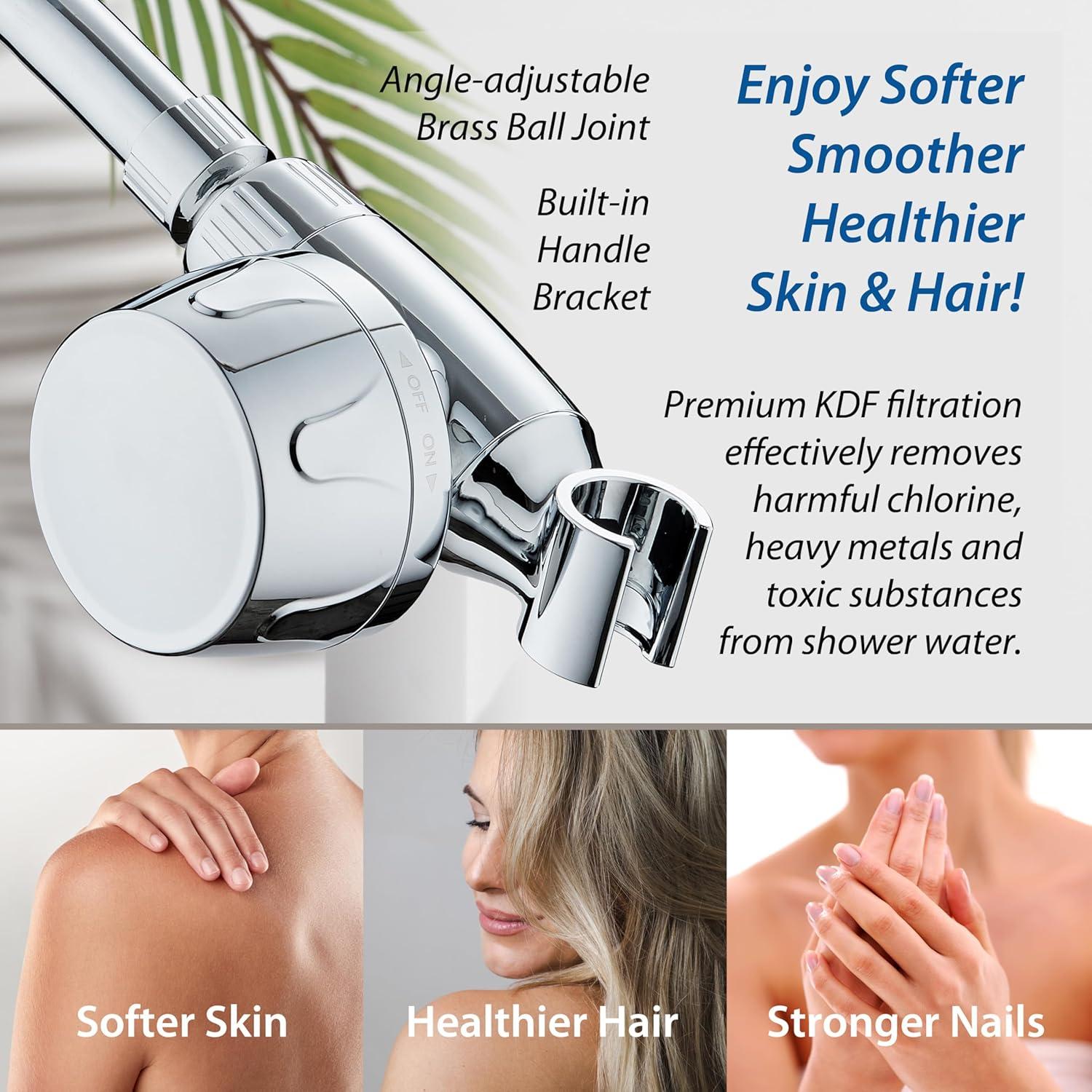 imageSkin ampamp Hair  Worlds Most Advanced Shower Filter for Combos with ONOFF Filtration Modes Instant Cartridge Reload Builtin Water Diverter StayClean Enriched KDF CartridgeChrome FinishChrome