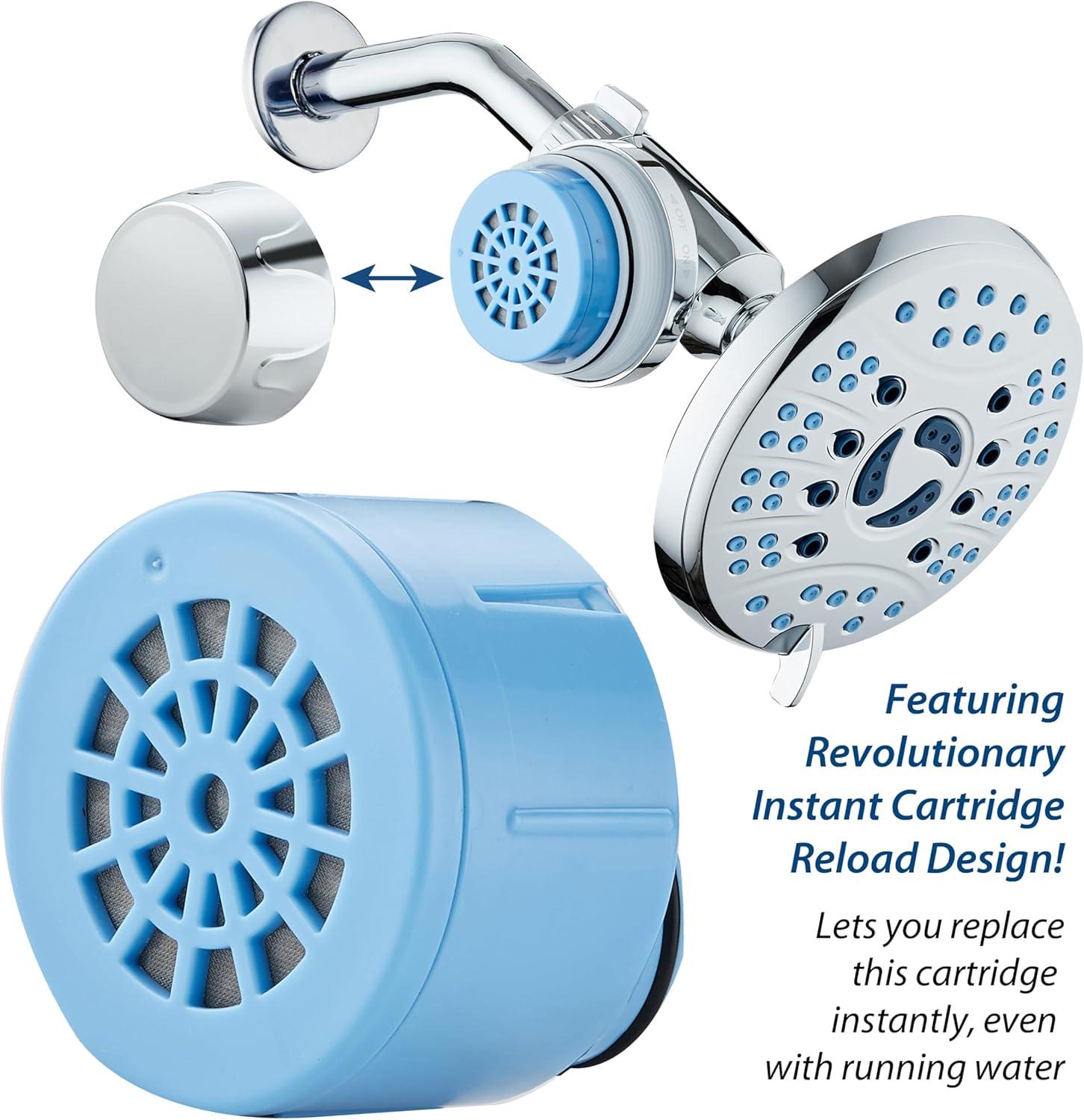 imageSkin ampamp Hair  Worlds Most Advanced Shower Filter for Combos with ONOFF Filtration Modes Instant Cartridge Reload Builtin Water Diverter StayClean Enriched KDF CartridgeChrome FinishReplacement Cartridge