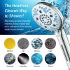 imageAquaCare High Pressure 10 Spray Mode Filtered Showerhead  Handheld Shower Head Filters Chlorine to Heal Dry Skin Revive Hair  Dual Power Wash Cleans Tub Tile Pets  Hard Water Softener BlackChrome