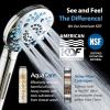 imageAquaCare High Pressure 10 Spray Mode Filtered Showerhead  Handheld Shower Head Filters Chlorine to Heal Dry Skin Revive Hair  Dual Power Wash Cleans Tub Tile Pets  Hard Water Softener BlackChrome