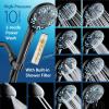 imageAquaCare High Pressure 10 Spray Mode Filtered Showerhead  Handheld Shower Head Filters Chlorine to Heal Dry Skin Revive Hair  Dual Power Wash Cleans Tub Tile Pets  Hard Water Softener BlackMatte Black