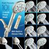 imageAquaCare High Pressure 10 Spray Mode Filtered Showerhead  Handheld Shower Head Filters Chlorine to Heal Dry Skin Revive Hair  Dual Power Wash Cleans Tub Tile Pets  Hard Water Softener BlackSatin Nickel