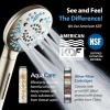 imageAquaCare High Pressure 10 Spray Mode Filtered Showerhead  Handheld Shower Head Filters Chlorine to Heal Dry Skin Revive Hair  Dual Power Wash Cleans Tub Tile Pets  Hard Water Softener BlackSatin Nickel