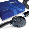imageAquaCare Magneton 8setting Magnetic Docking Hand Shower with Builtin Shower Filter  ONOFF Filtration Modes Instant Cartridge Reload StayClean KDF Cartridge 6 ft Steel Hose Satin NickelMatte Black